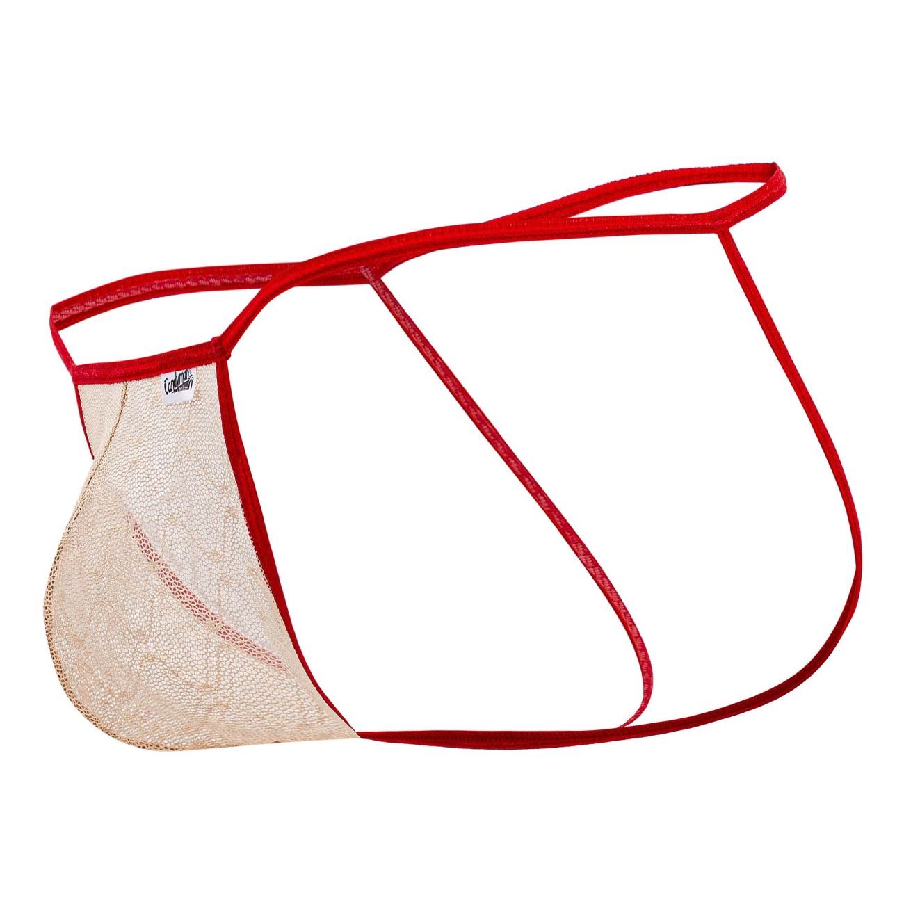 Jockstrap en micro dentelle CandyMan 99709 Couleur Beige-Rouge