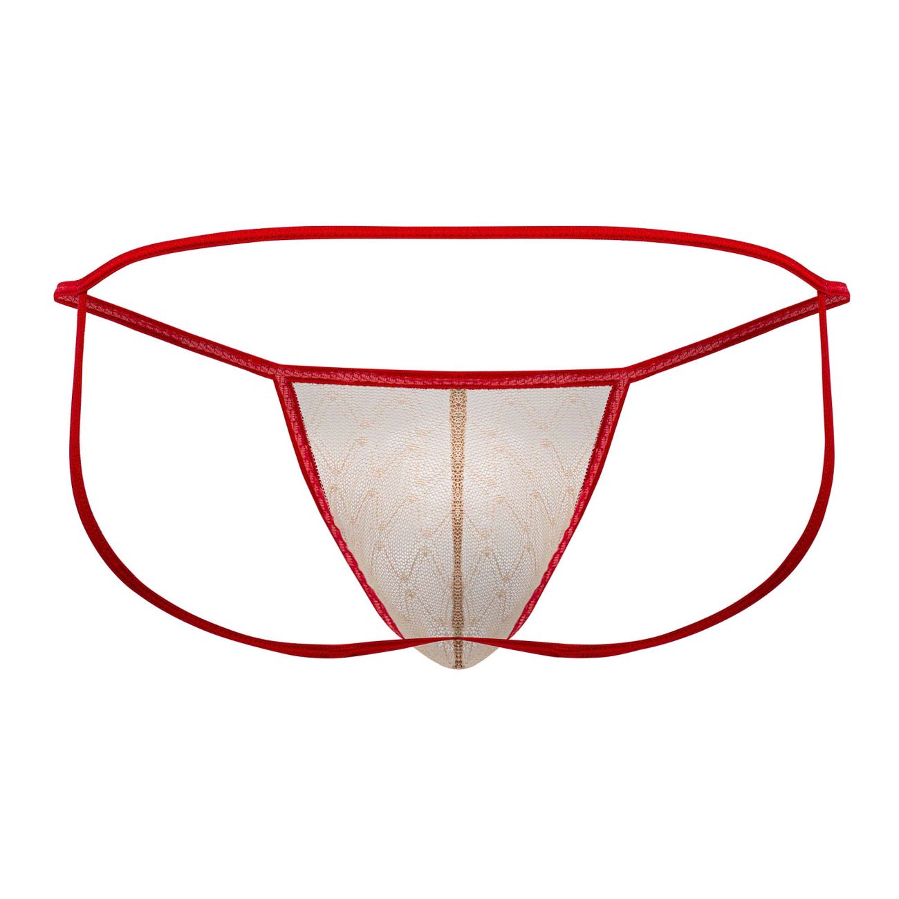 Jockstrap en micro dentelle CandyMan 99709 Couleur Beige-Rouge