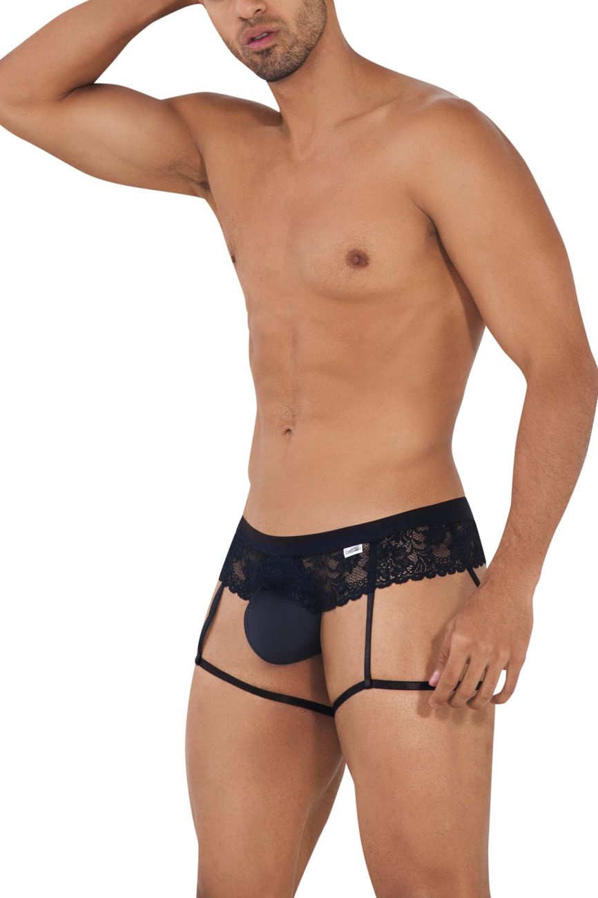 Jockstrap CandyMan 99717 avec jarretelles en dentelle Couleur Noir