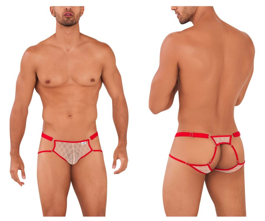 Jockstrap en dentelle CandyMan 99730 Couleur Beige-Rouge