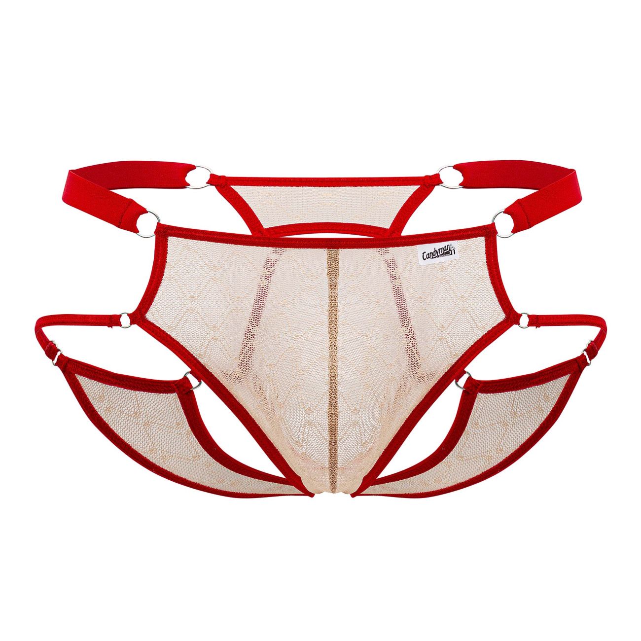 Jockstrap en dentelle CandyMan 99730 Couleur Beige-Rouge