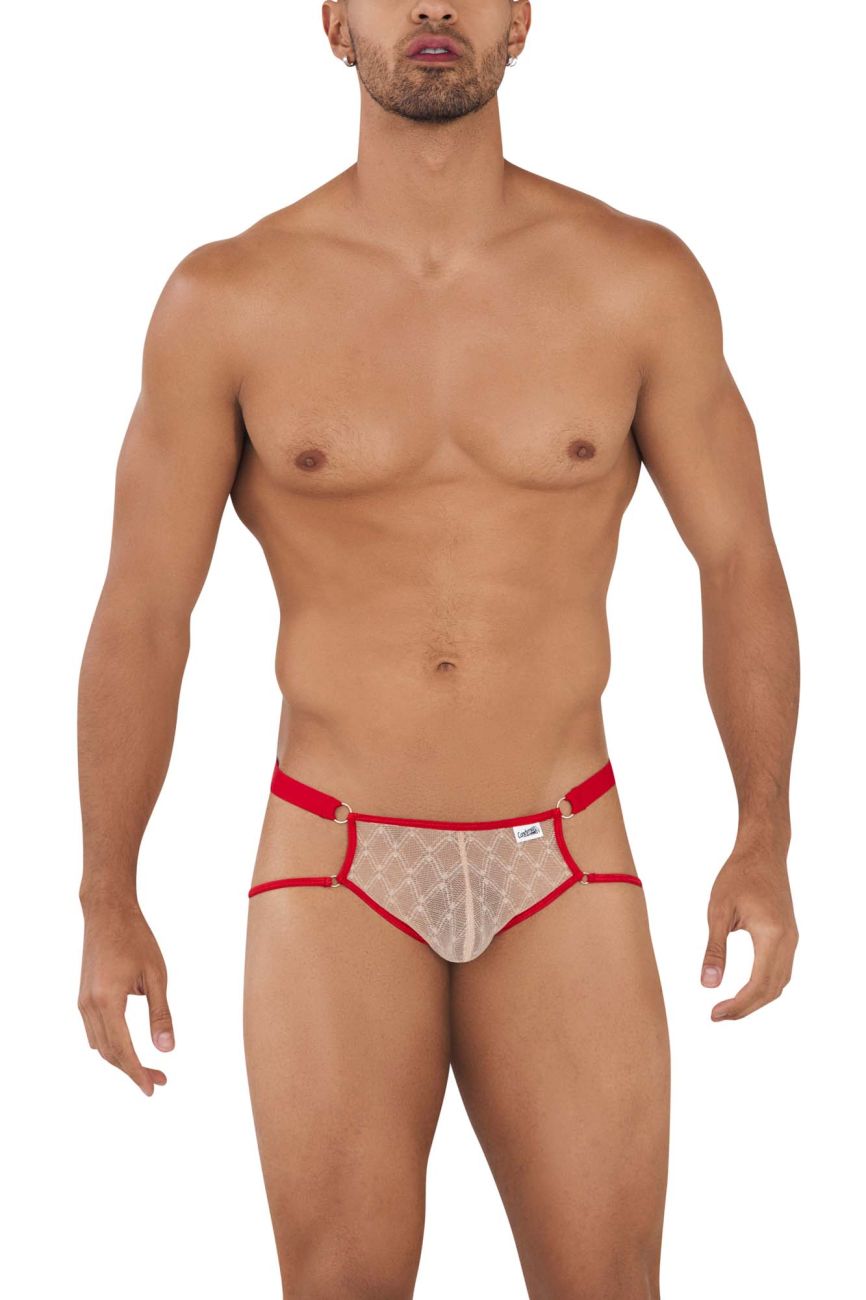 Jockstrap en dentelle CandyMan 99730 Couleur Beige-Rouge