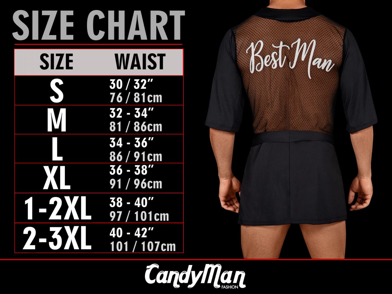 CandyMan 99590 Mesh Top-Trunks Outfit Farbe Schwarz