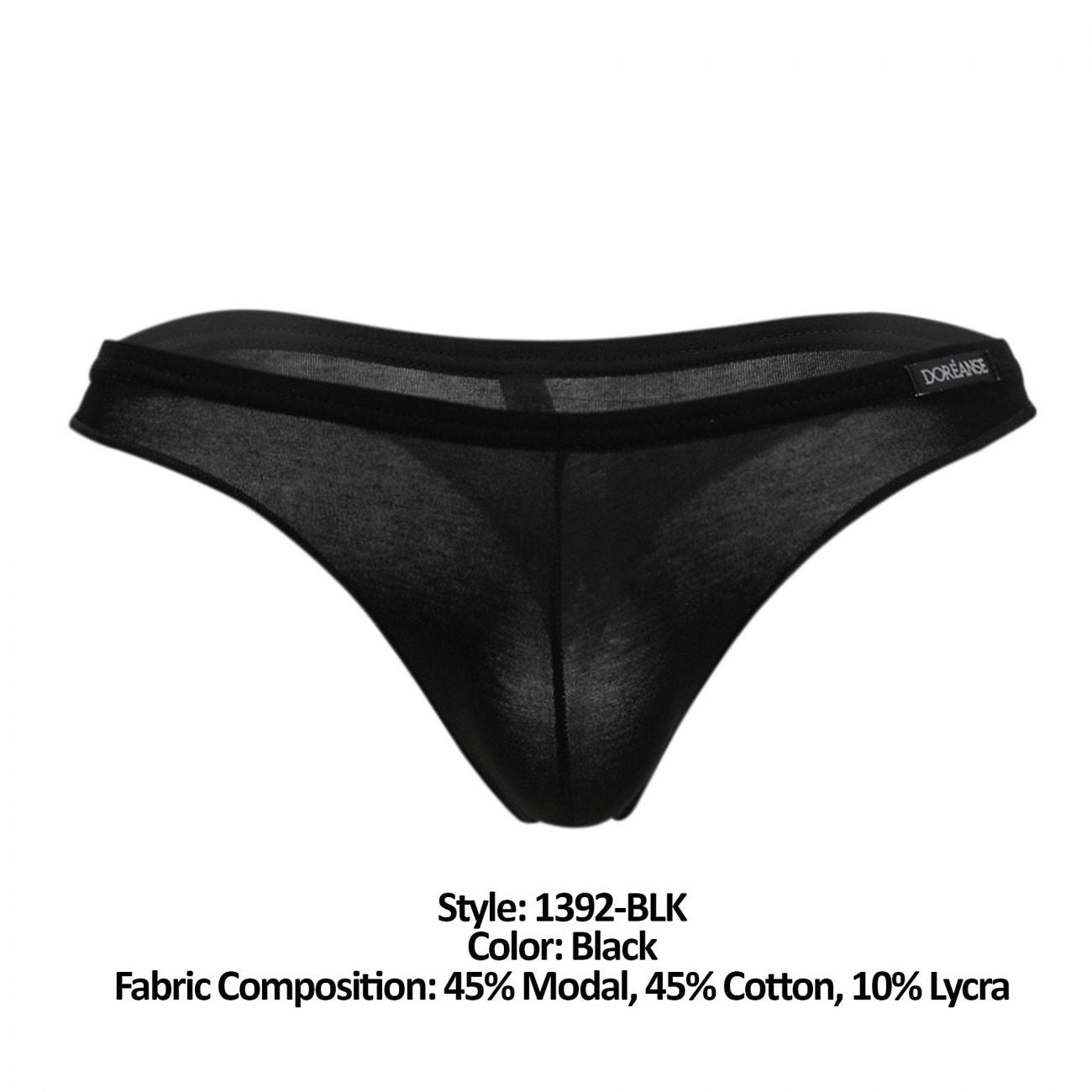 Doreanse 1392-BLK Euro Thong Couleur Noir