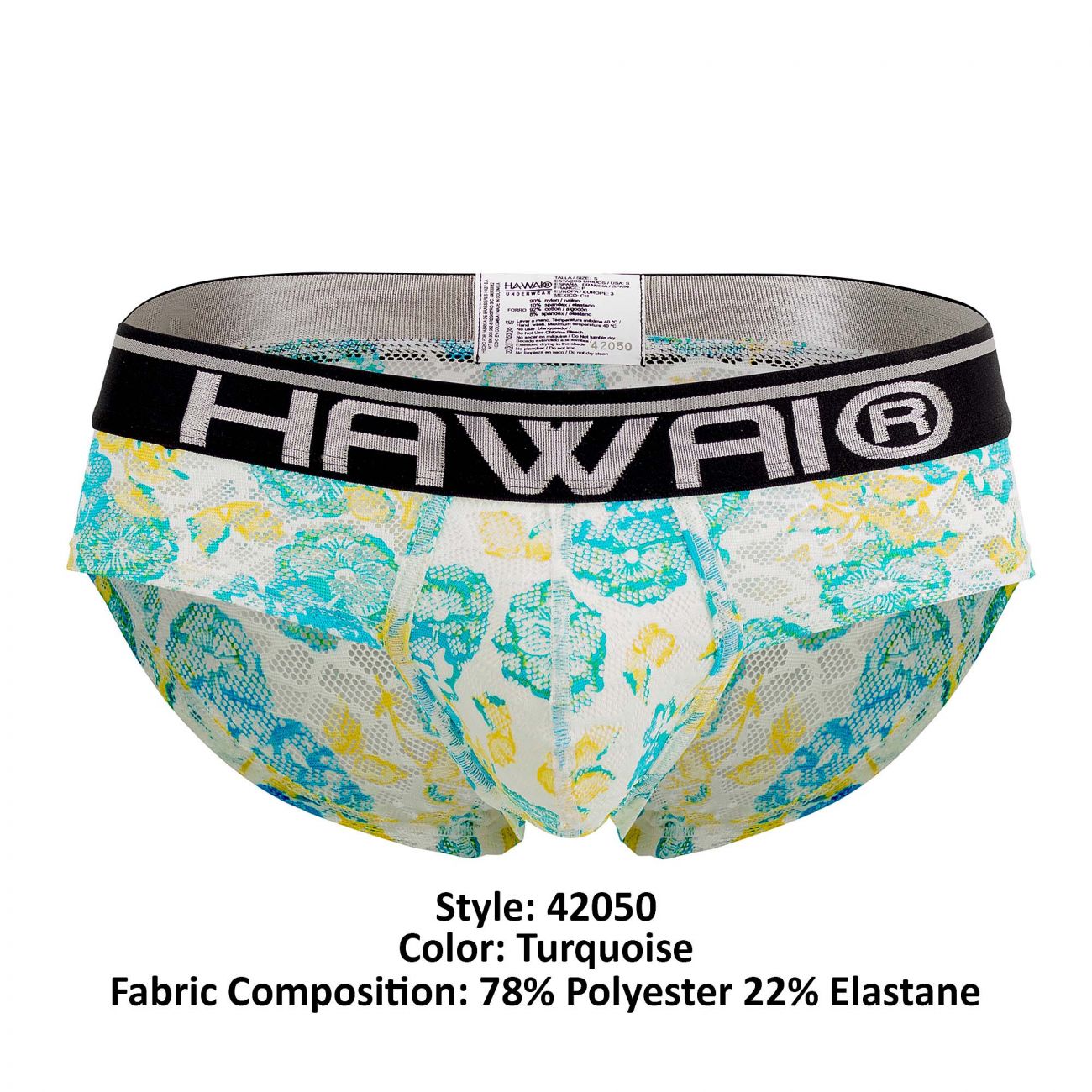 HAWAI 42050 Flowers Hip Briefs Color Turquoise