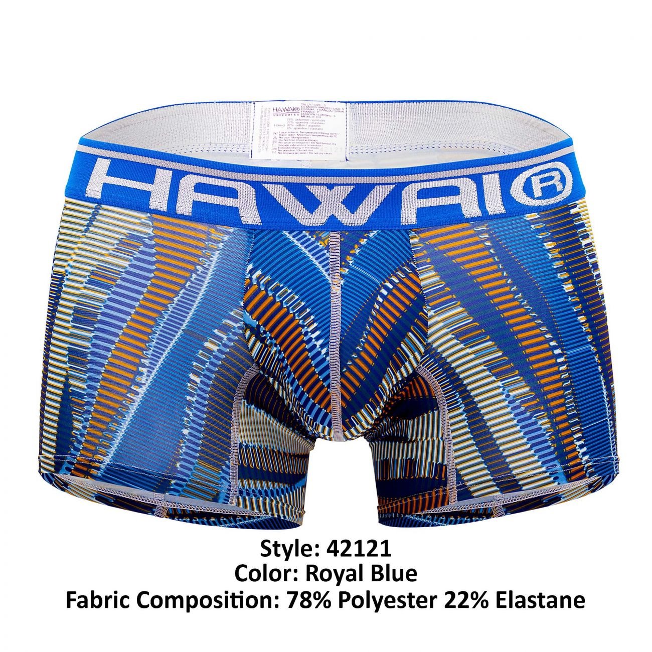 Boxer de sport imprimé HAWAI 42121 Couleur Bleu royal