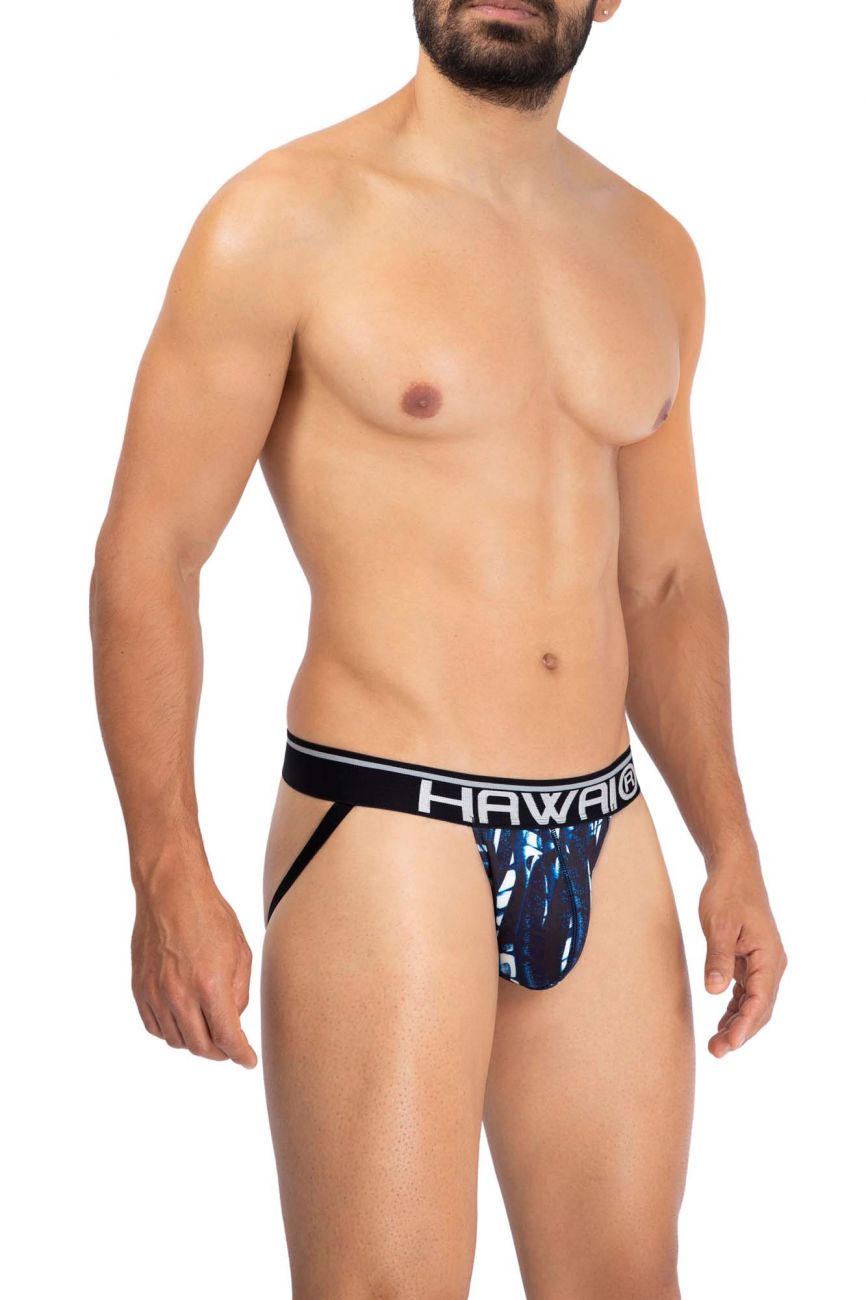 Jockstrap en microfibre imprimé HAWAI 42167 Couleur bleu foncé