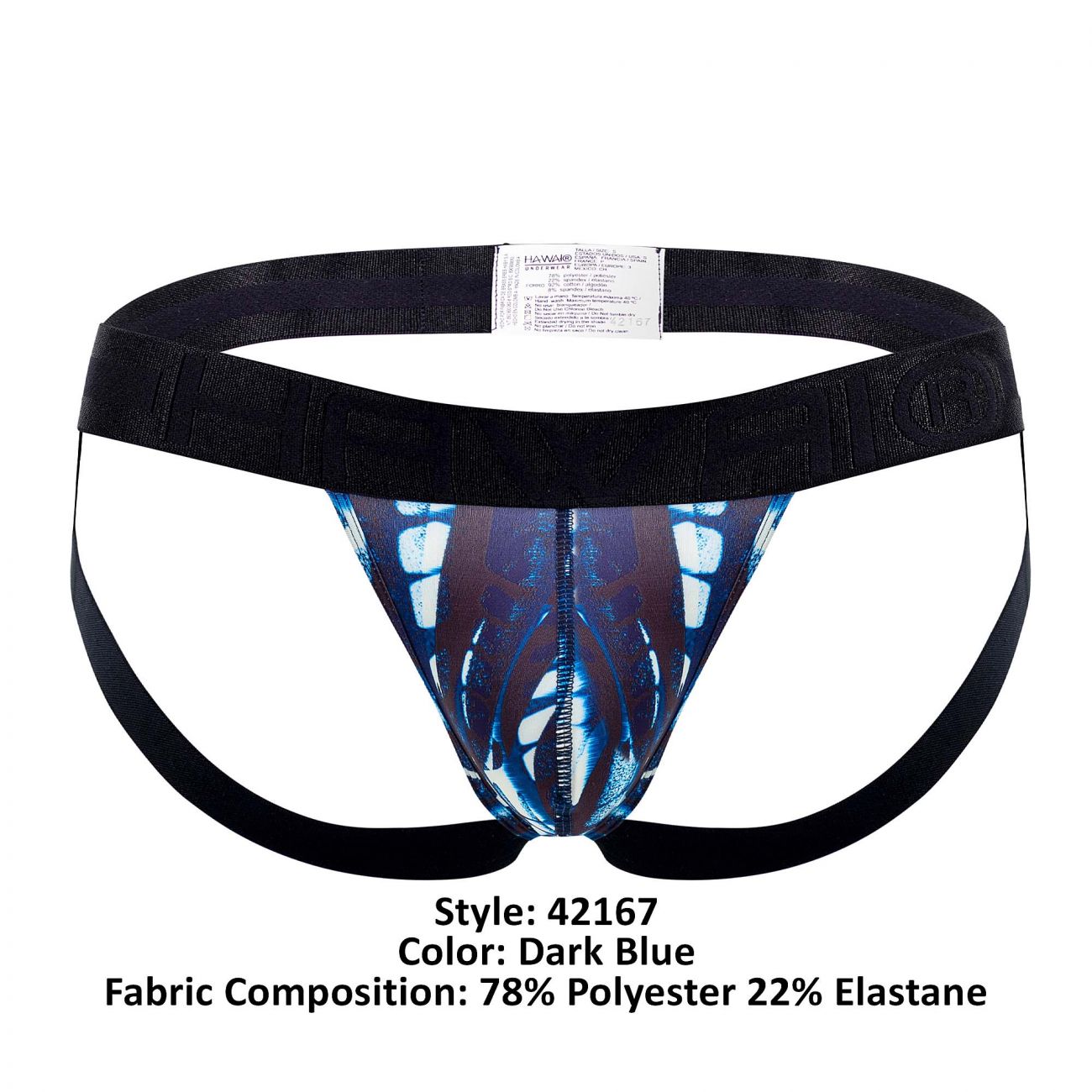 Jockstrap en microfibre imprimé HAWAI 42167 Couleur bleu foncé