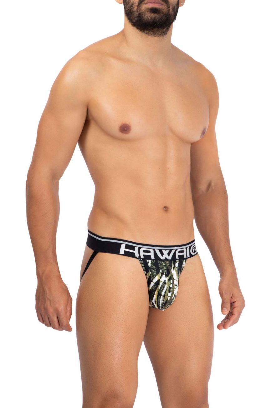 Jockstrap en microfibre imprimé HAWAI 42167 Couleur vert militaire