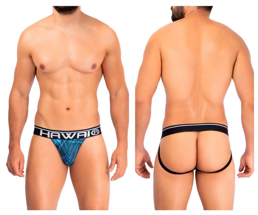 Jockstrap en microfibre imprimé HAWAI 42168 Couleur Bleu Royal