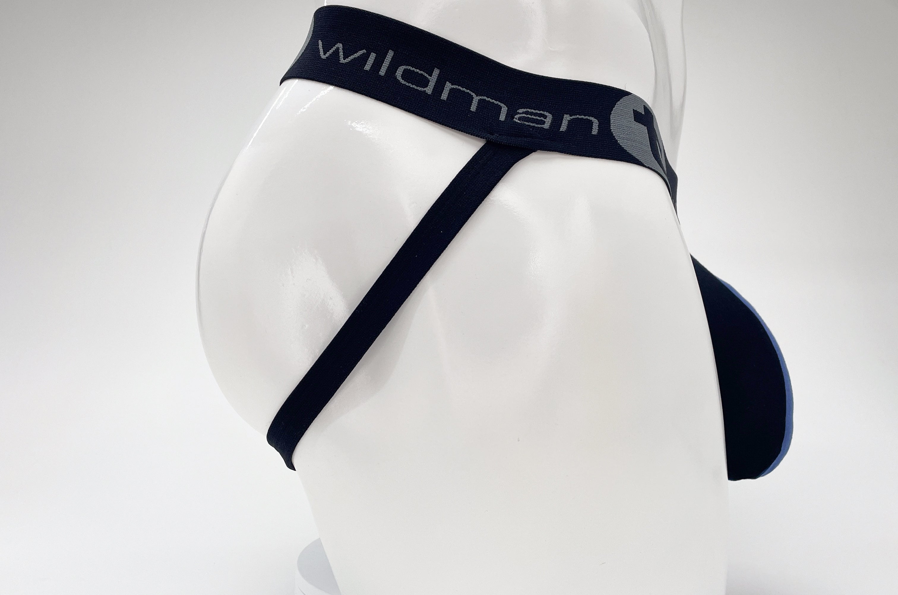 WildmanT Cotton Big Boy Pouch Stripe Jockstrap Black/Royal Blue - EricSaloDesign.com