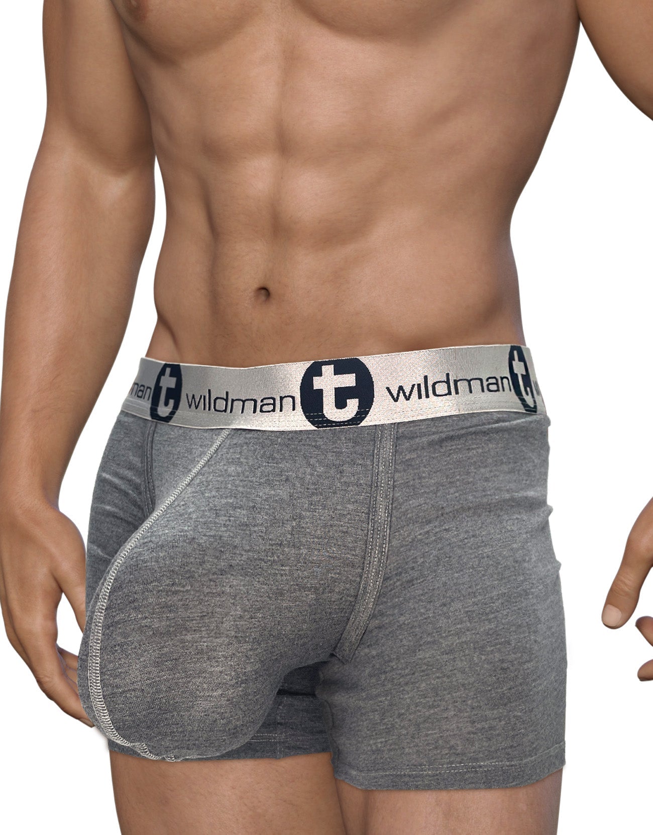 WildmanT Modal Monster Cock 5" Inseam Boxer Brief Gray - EricSaloDesign.com