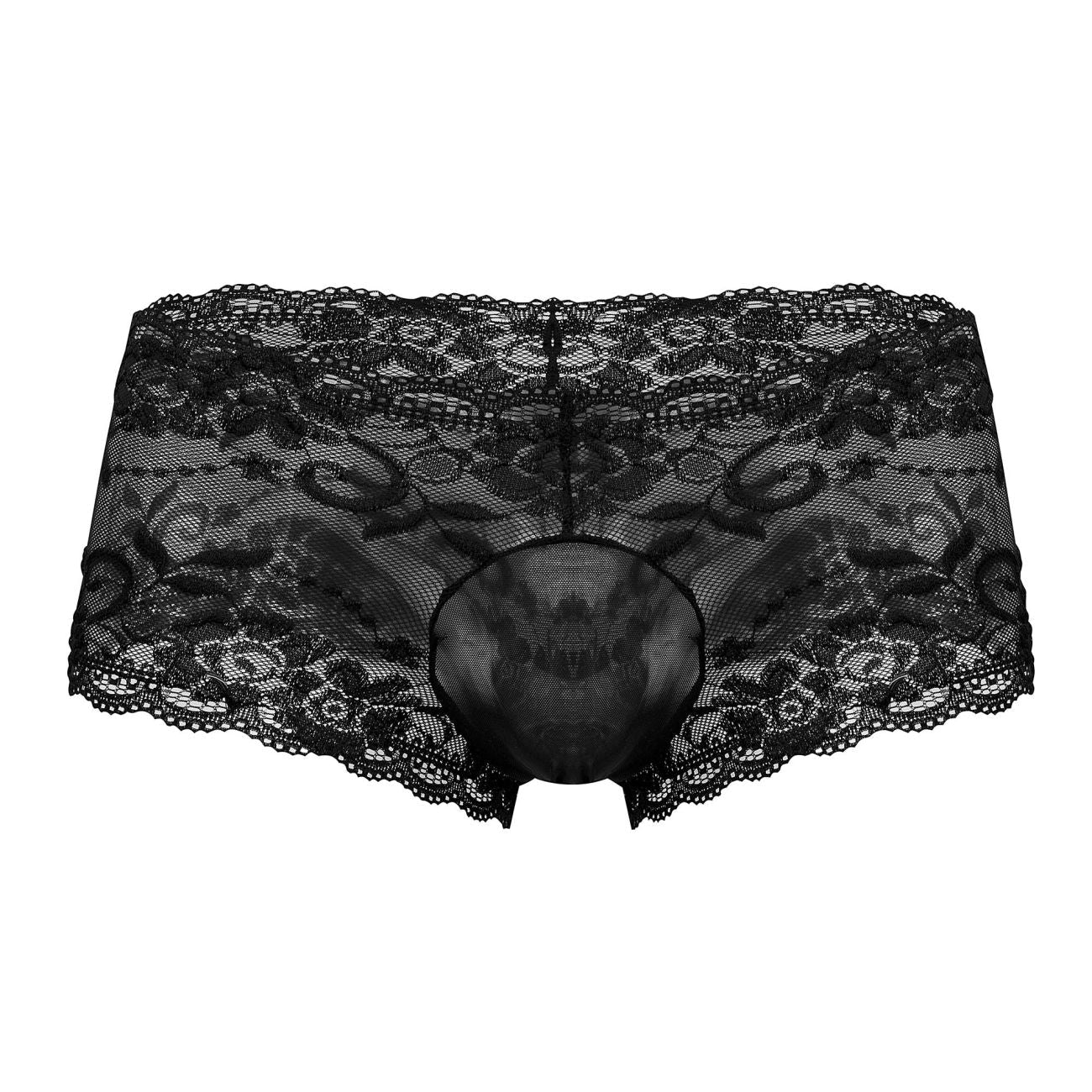 Male Power 127-280 Sassy Lace Mini Short Transparent Pouch Farbe Schwarz