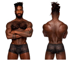 Male Power 127-280 Sassy Lace Mini Short Transparent Pouch Farbe Schwarz