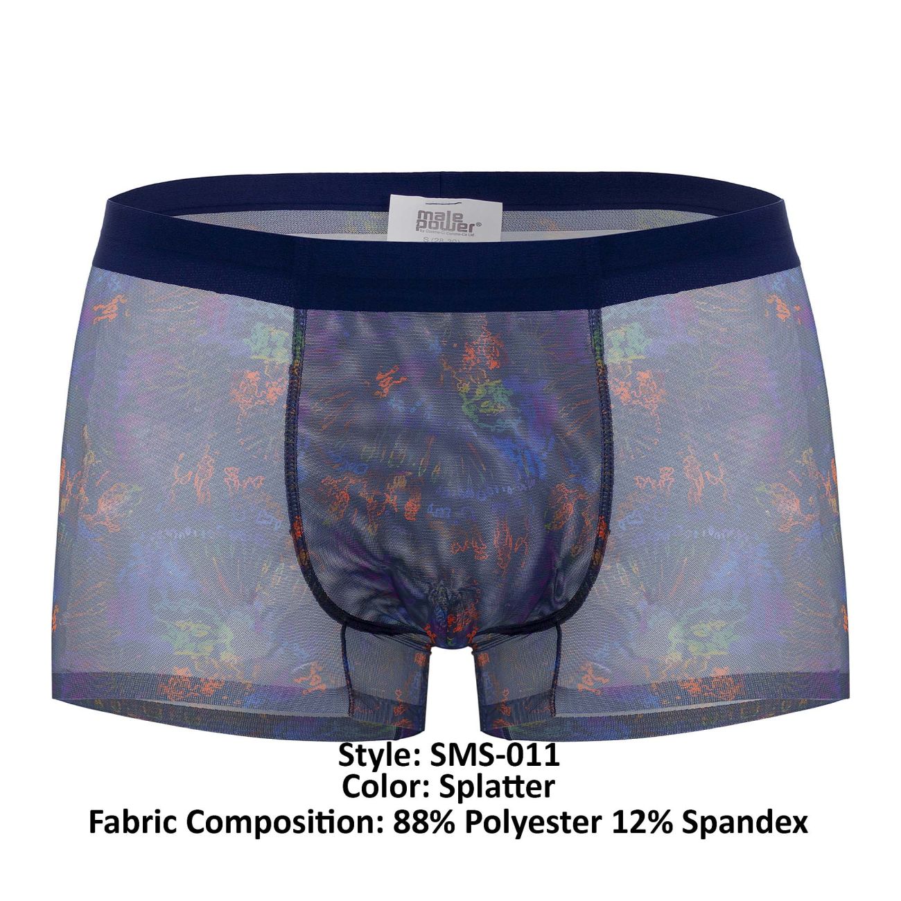 Male Power SMS-011 Sheer Prints Seamless Short Color Splatter