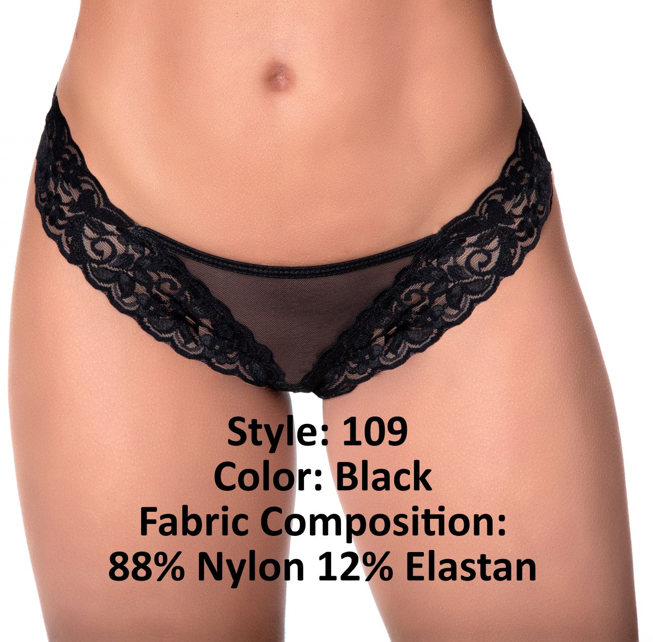 Culotte en dentelle et résille Mapale 109 Couleur Noir