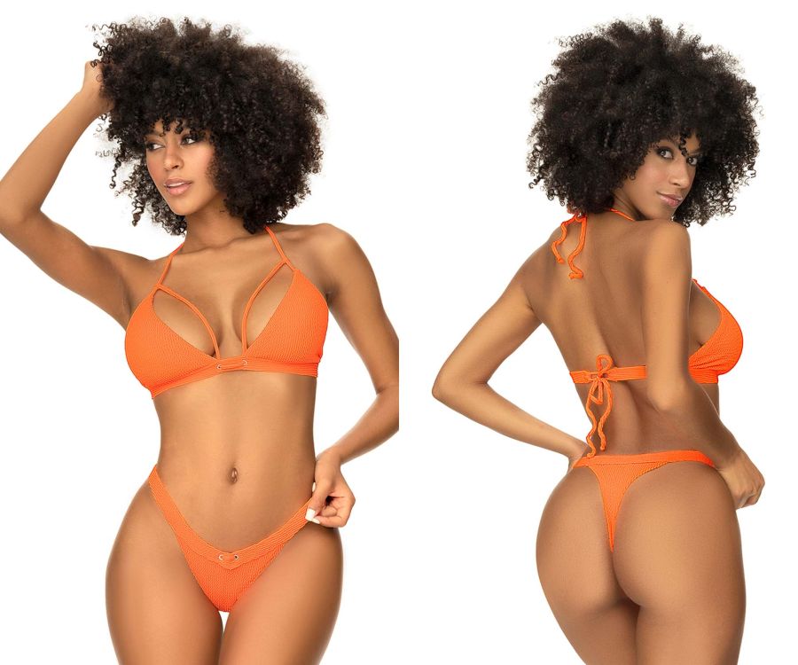 Maillot de bain deux pièces côtelé Mapale 67059 Couleur Orange vif