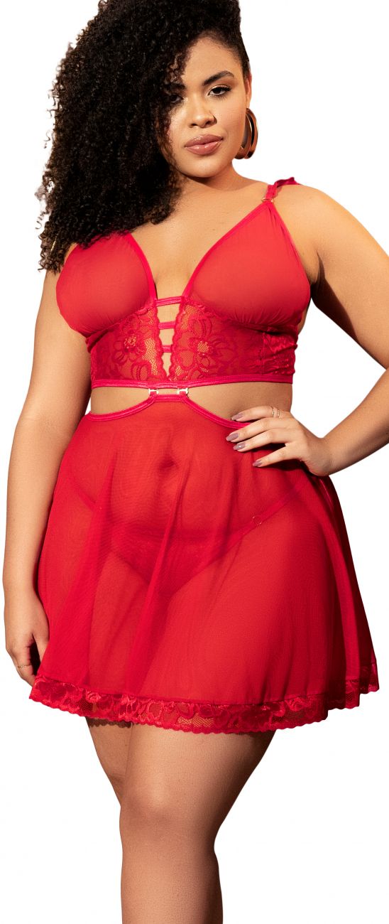 Mapale 7386X Zwei-in-Eins-Babydoll und zweiteiliges Set, Farbe Rot