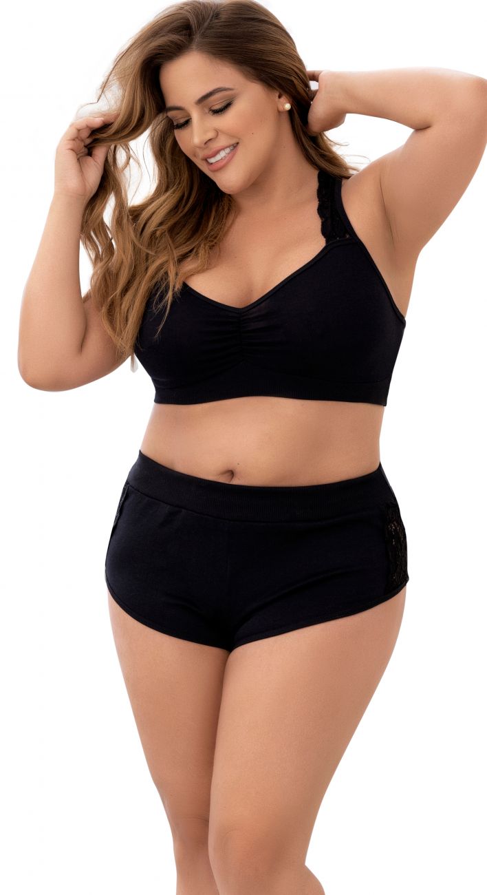 Mapale 7389X Zweiteiliges Pyjama-Set. Oberteil und Shorts Farbe Schwarz