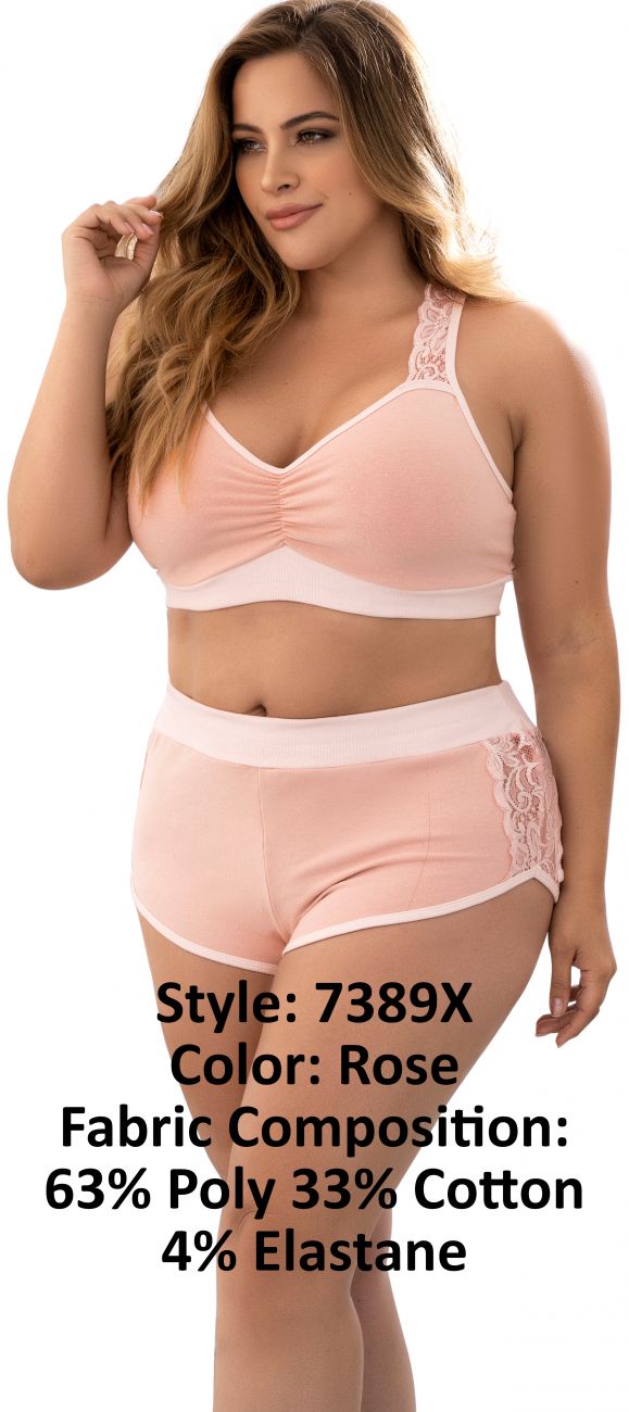 Mapale 7389X Zweiteiliges Pyjama-Set. Oberteil und Shorts Farbe Rose