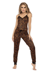 Ensemble pyjama deux pièces Mapale 7452 haut et pantalon couleur imprimé animal