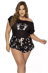 Mapale 7467X Combinaison de nuit Couleur Noir Imprimé