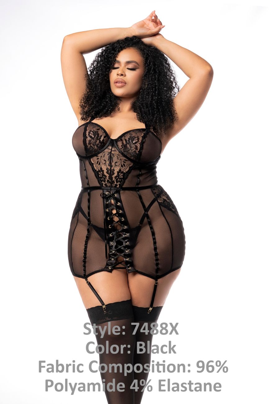 Nuisette Mapale 7488X avec string assorti Couleur Noir