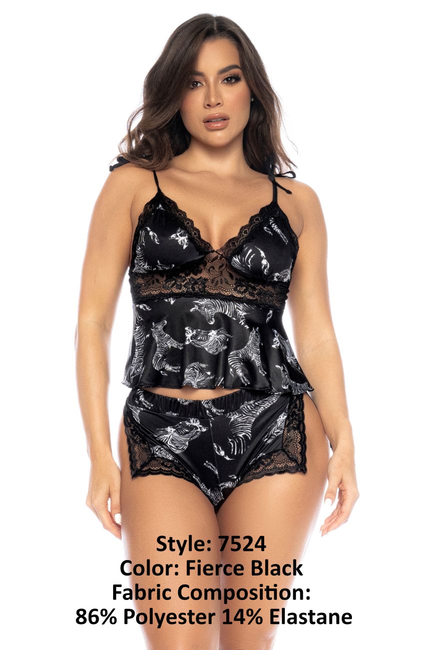 Ensemble pyjama deux pièces Mapale 7524 haut et short couleur Fierce Black