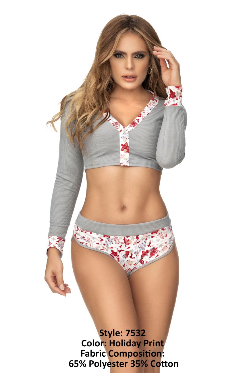 Mapale 7532 Zweiteiliges Pyjama-Set, Oberteil und Shorts, Farbe Urlaubsdruck