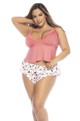 Mapale 7535X Ensemble pyjama deux pièces haut et short couleur corail-imprimé Love