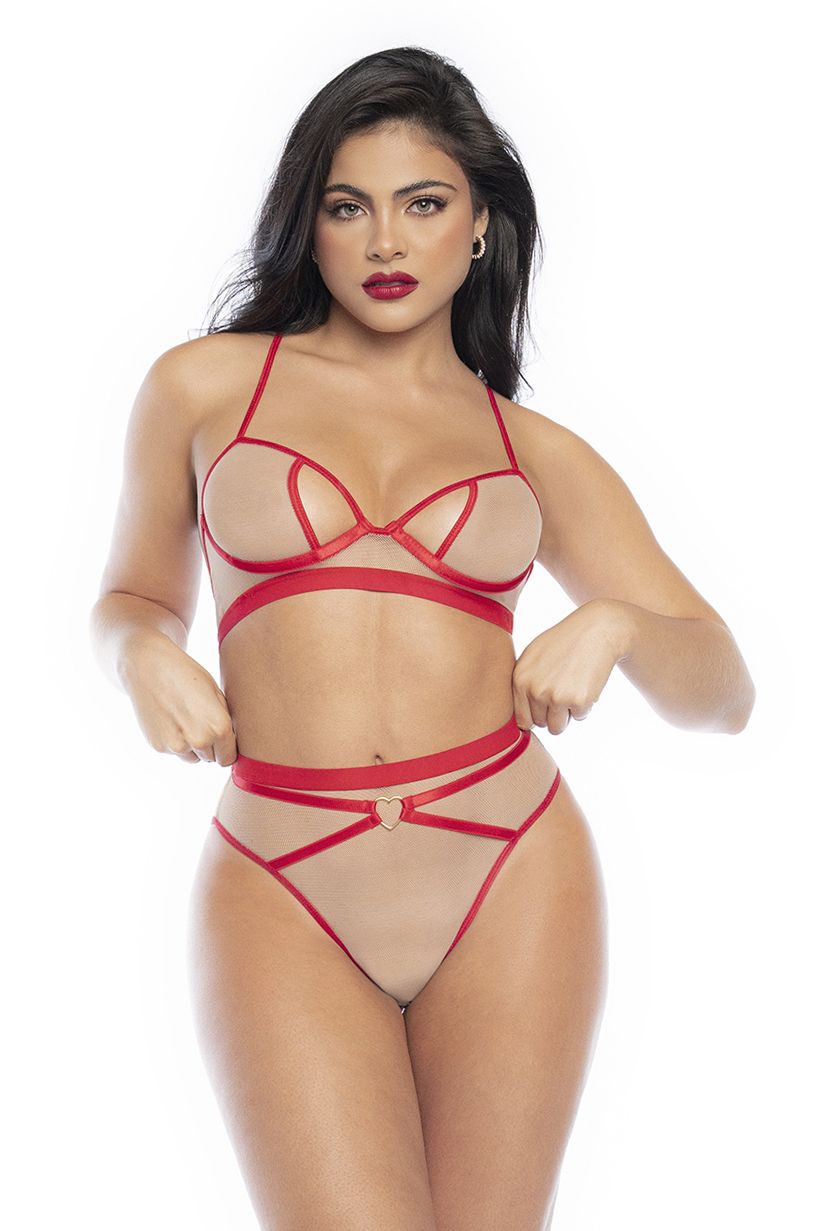 Mapale 8820 Zweiteiliges Set Farbe Nude-Rot