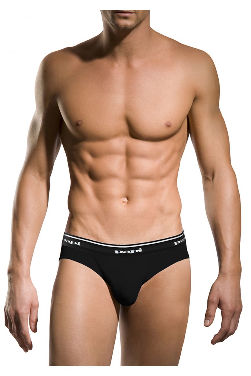 Papi 554101-001 3PK 1X1 Rib Low Rise Brief Color Black