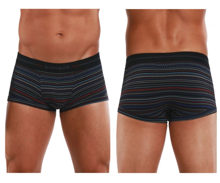 Papi 554569-968 Pencil Stripes Brazilian Trunks Color Black-Blue