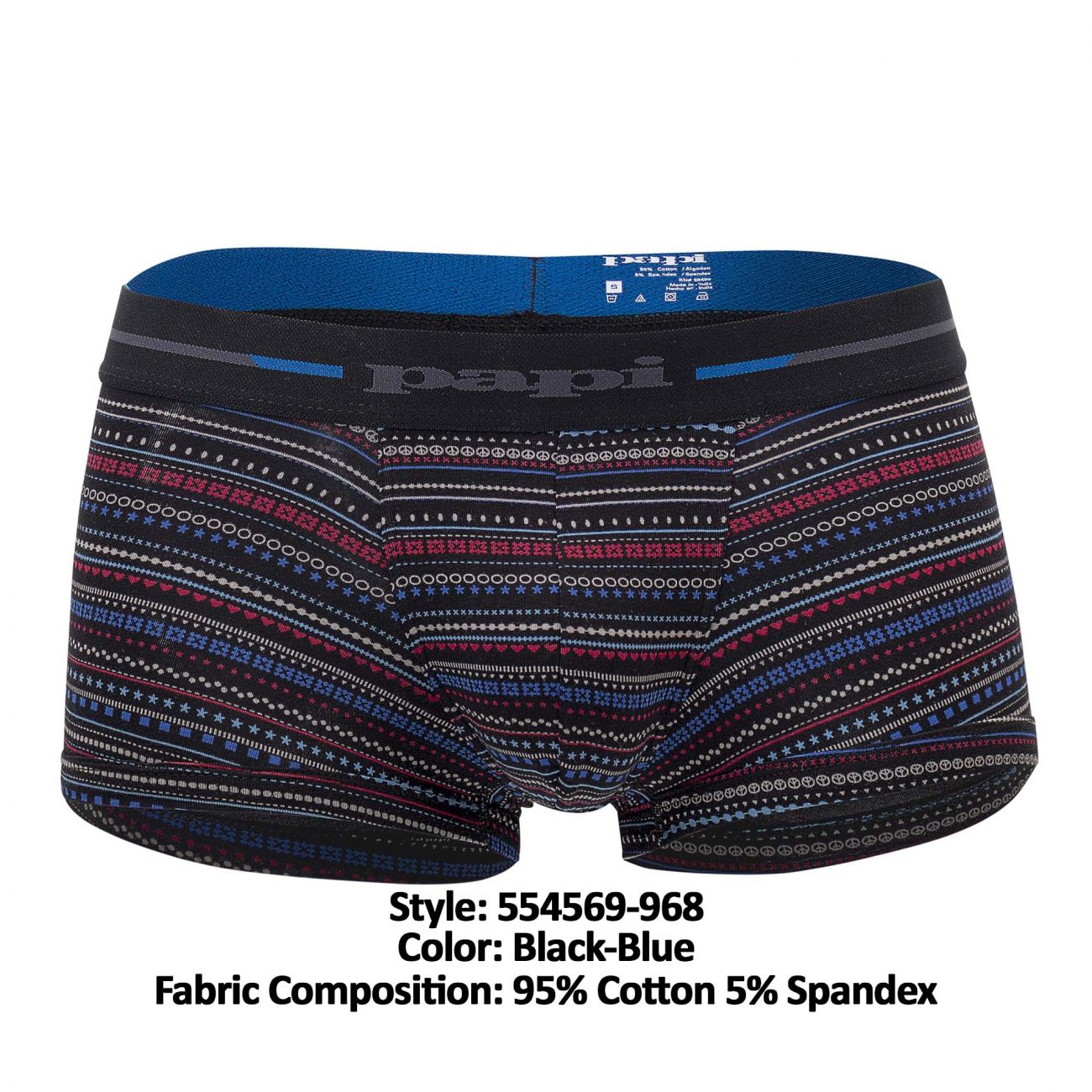 Papi 554569-968 Pencil Stripes Brazilian Trunks Color Black-Blue