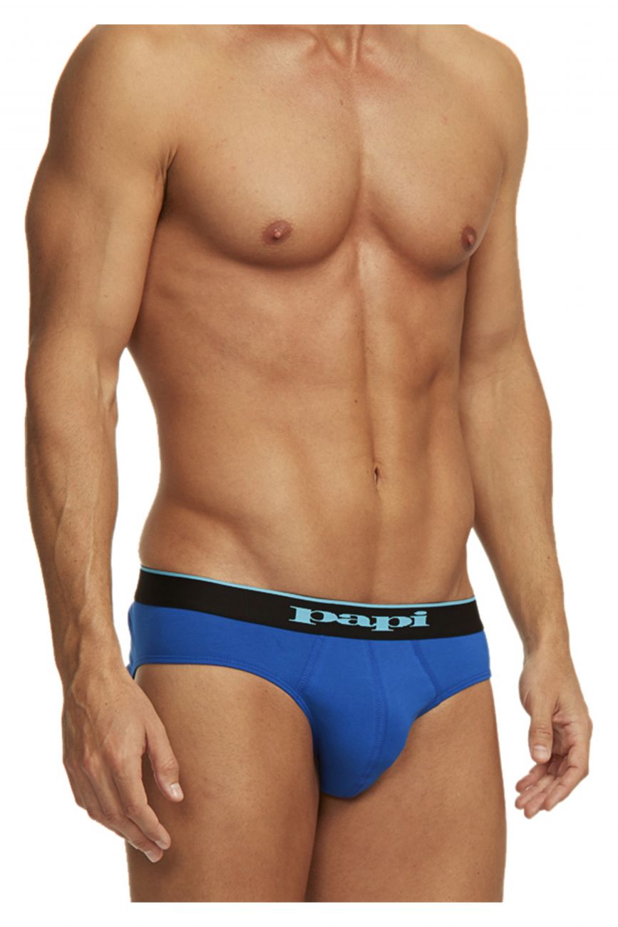 Papi 980403-941 3PK Cotton Stretch Brief Color Black-Cobalt-Blue