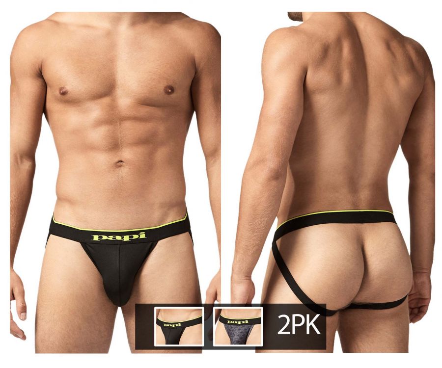 Jockstrap Papi UMPA049 2PK Microflex Couleur Charbon-Graphique