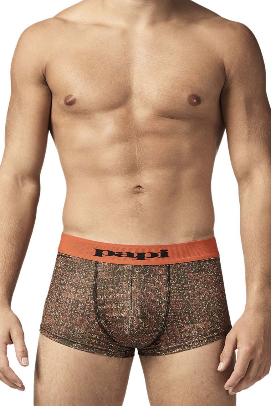 Papi UMPA050 Fashion Microflex Brazilian Trunks Farbe Orange Pixel Print