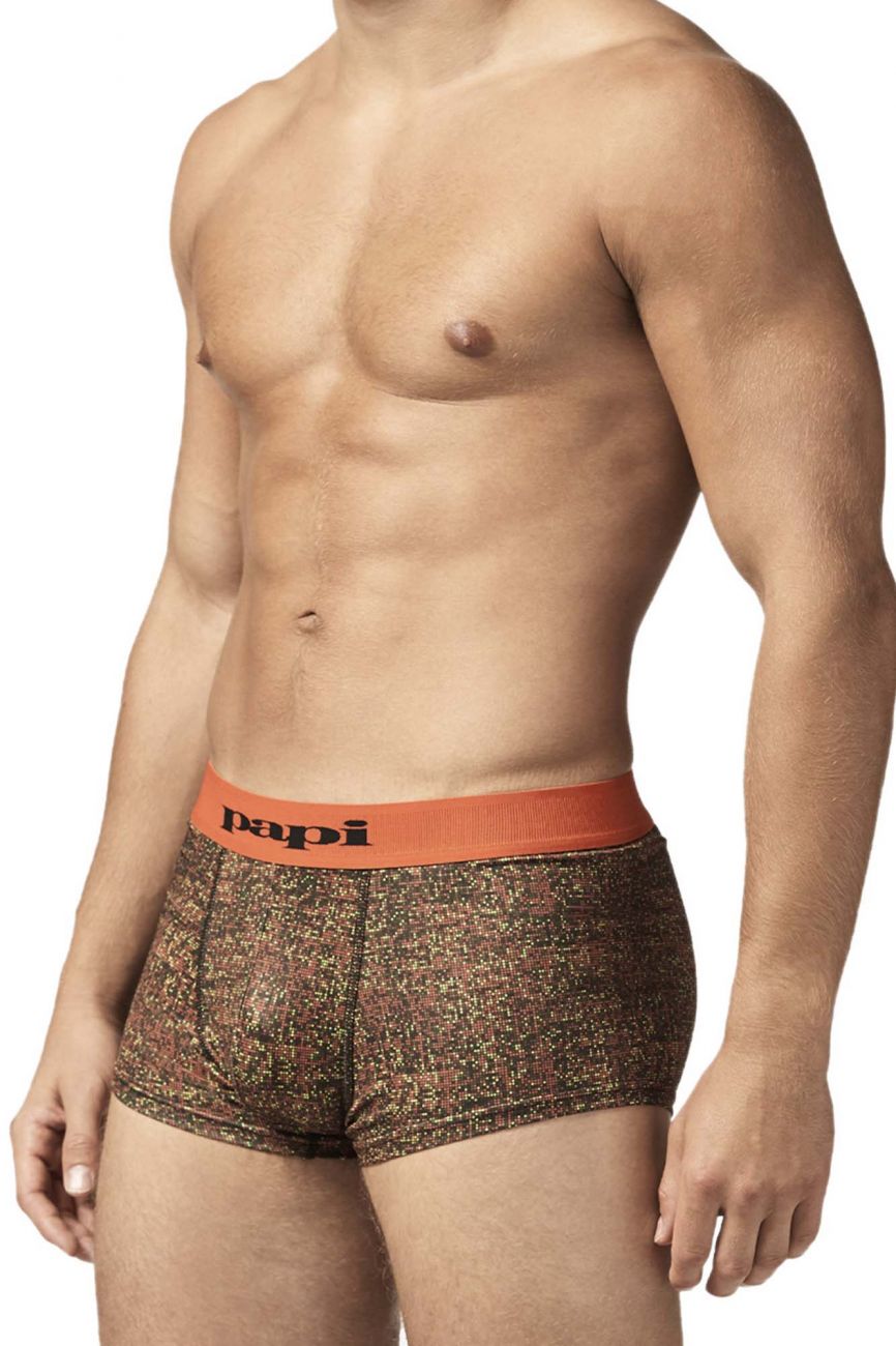 Papi UMPA050 Fashion Microflex Brazilian Trunks Farbe Orange Pixel Print