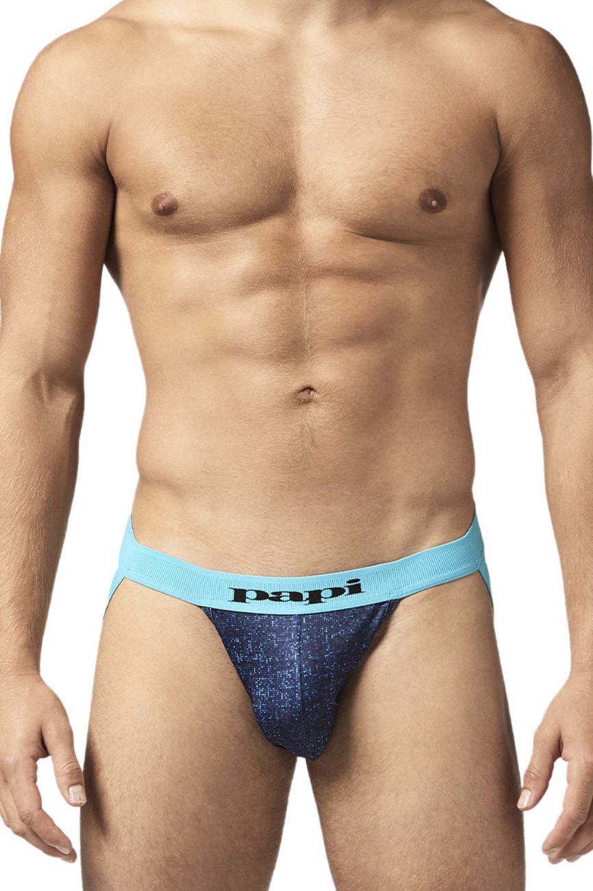 Papi UMPA051 Fashion Microflex Brazilian Jockstrap Farbe Blau Pixel Print