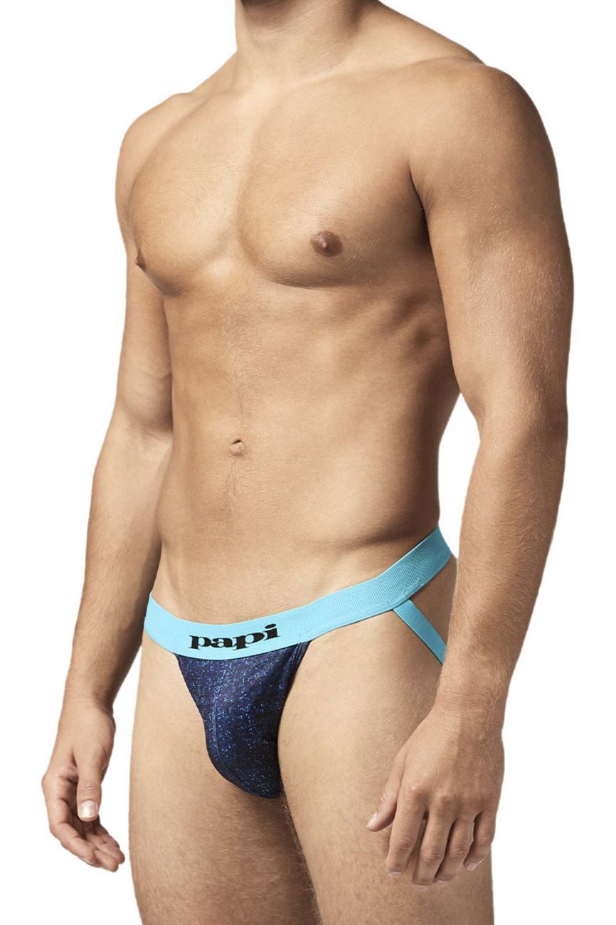 Papi UMPA051 Fashion Microflex Brazilian Jockstrap Farbe Blau Pixel Print
