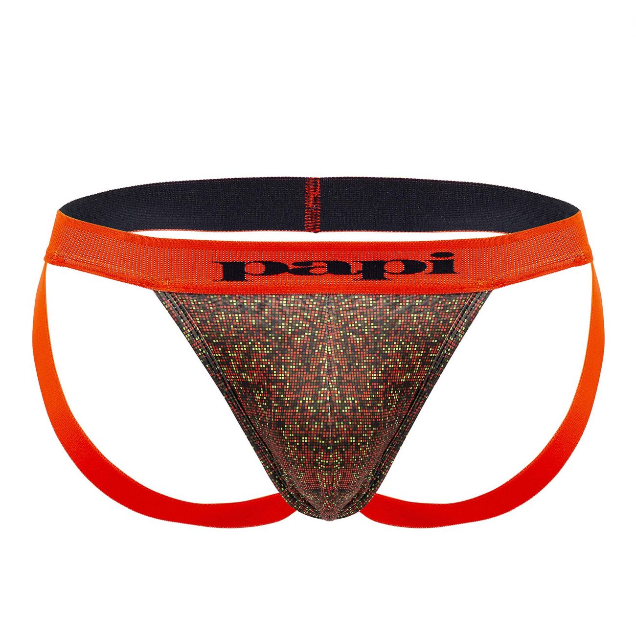 Jockstrap brésilien Papi UMPA051 Fashion Microflex Couleur Orange Pixel Print