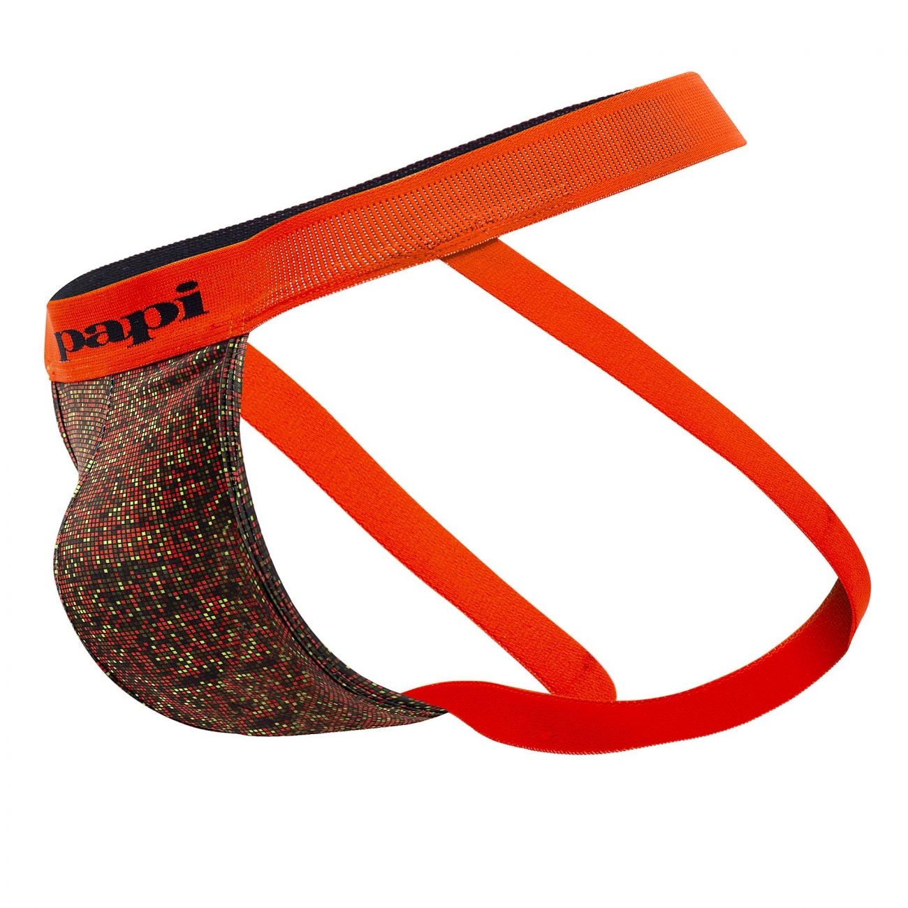 Jockstrap brésilien Papi UMPA051 Fashion Microflex Couleur Orange Pixel Print