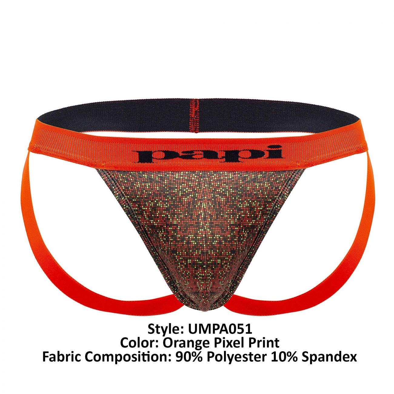 Jockstrap brésilien Papi UMPA051 Fashion Microflex Couleur Orange Pixel Print