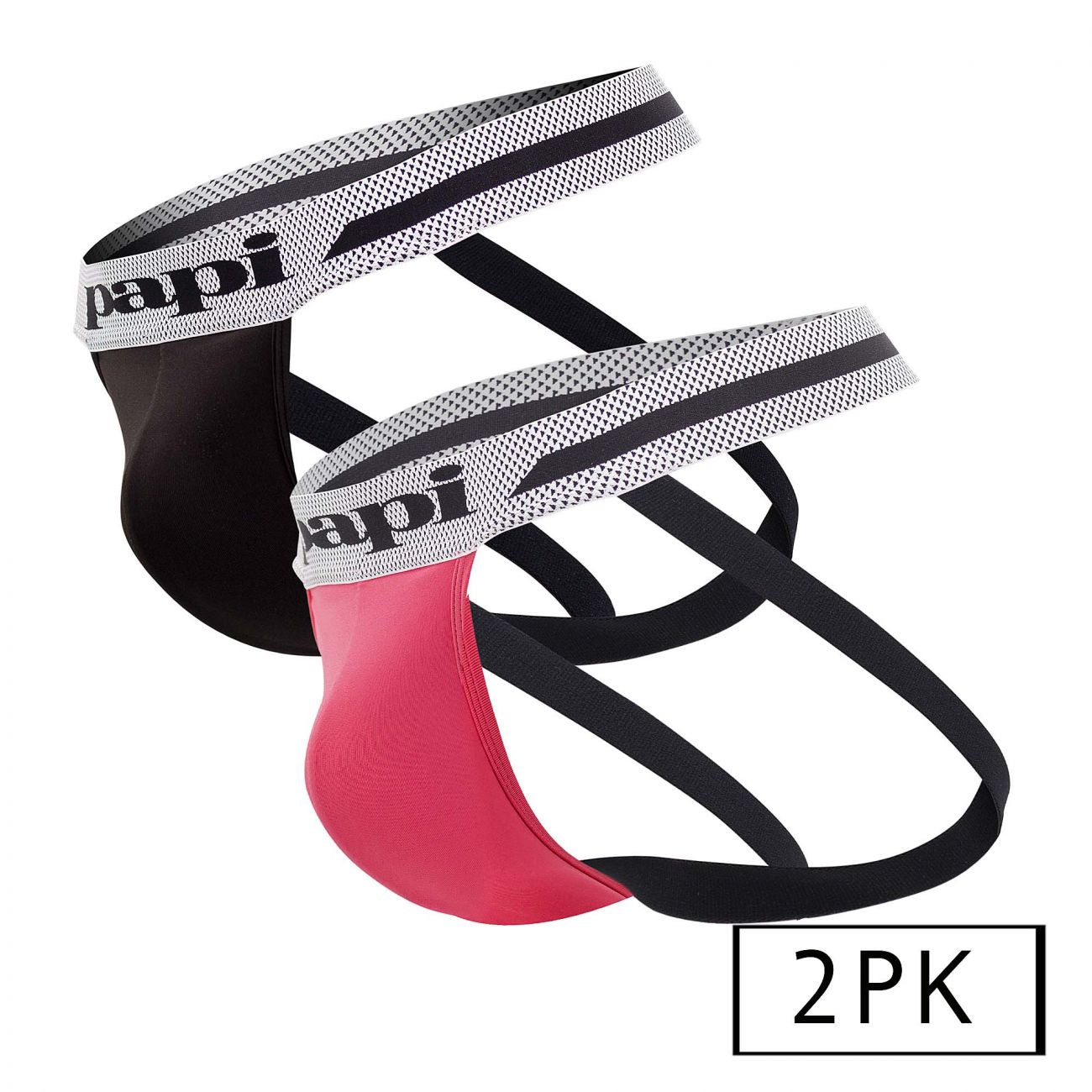 Jockstrap Papi UMPA081 2PK Microflex Couleur Rose-Noir