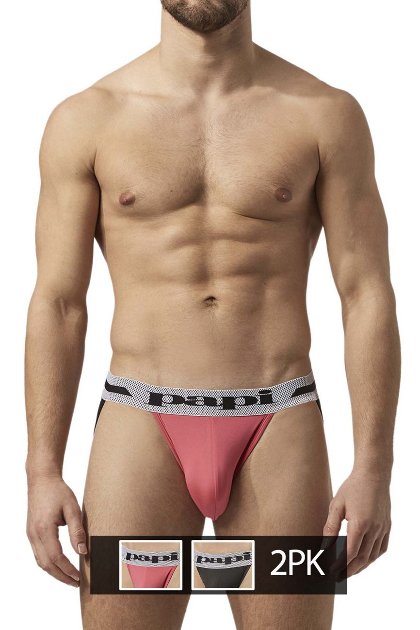 Jockstrap Papi UMPA081 2PK Microflex Couleur Rose-Noir