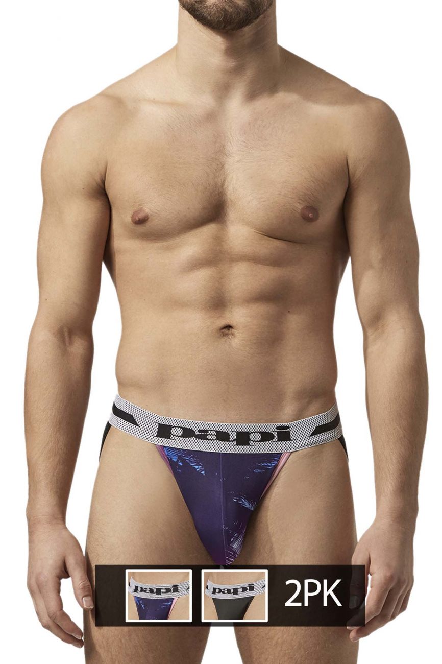 Jockstrap Papi UMPA081 2PK Microflex Couleur Tropical-Noir