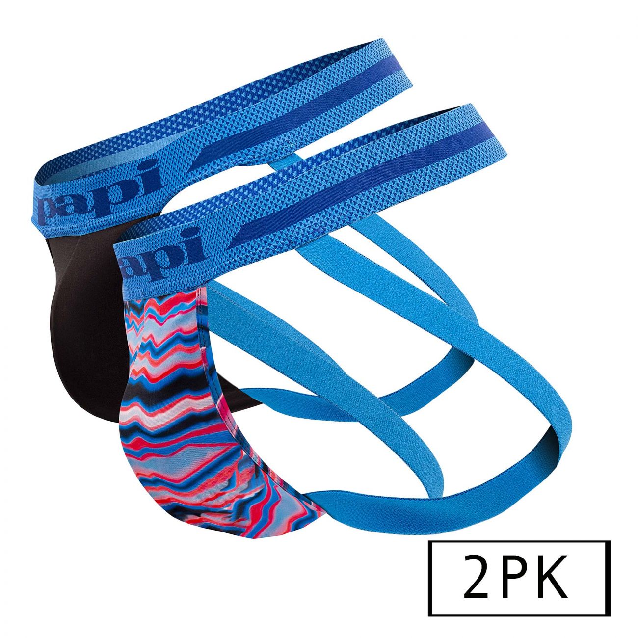 Jockstrap Papi UMPA081 2PK Microflex Couleur Vagues-Noir