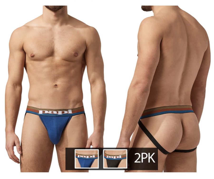 Papi UMPA087 2PK Microflex Jockstrap Farbe Blau-Schwarz