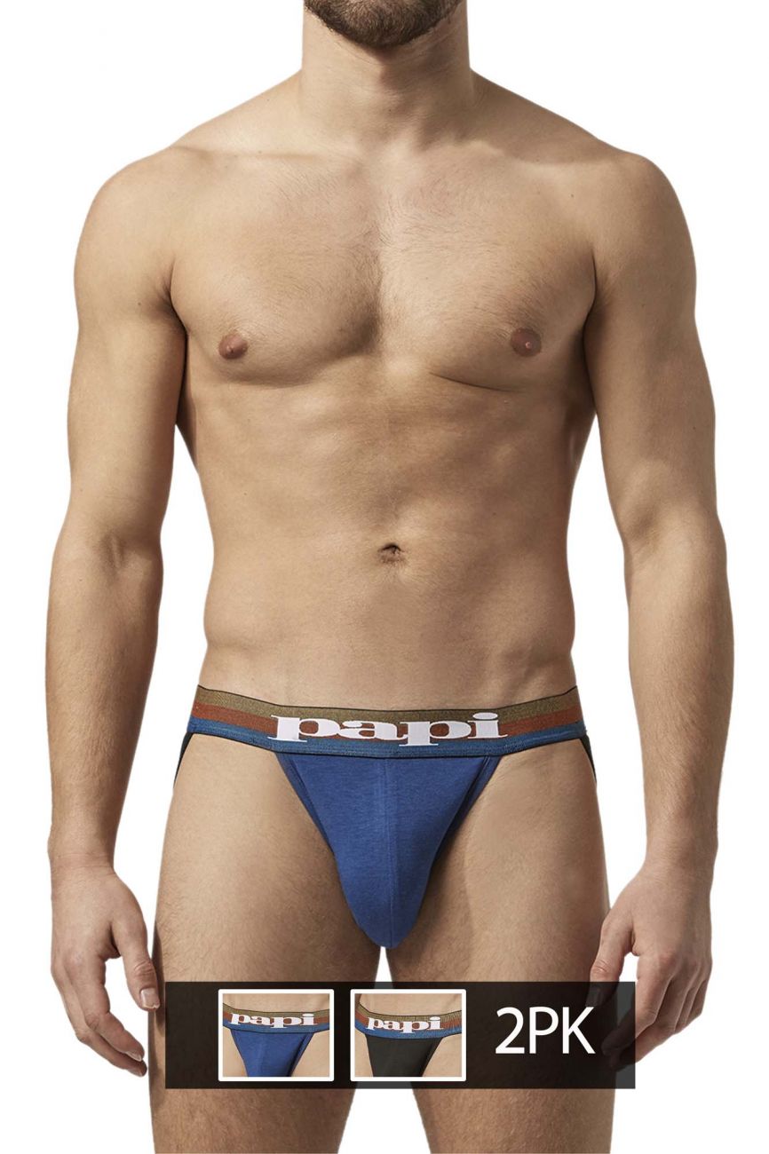 Papi UMPA087 2PK Microflex Jockstrap Farbe Blau-Schwarz