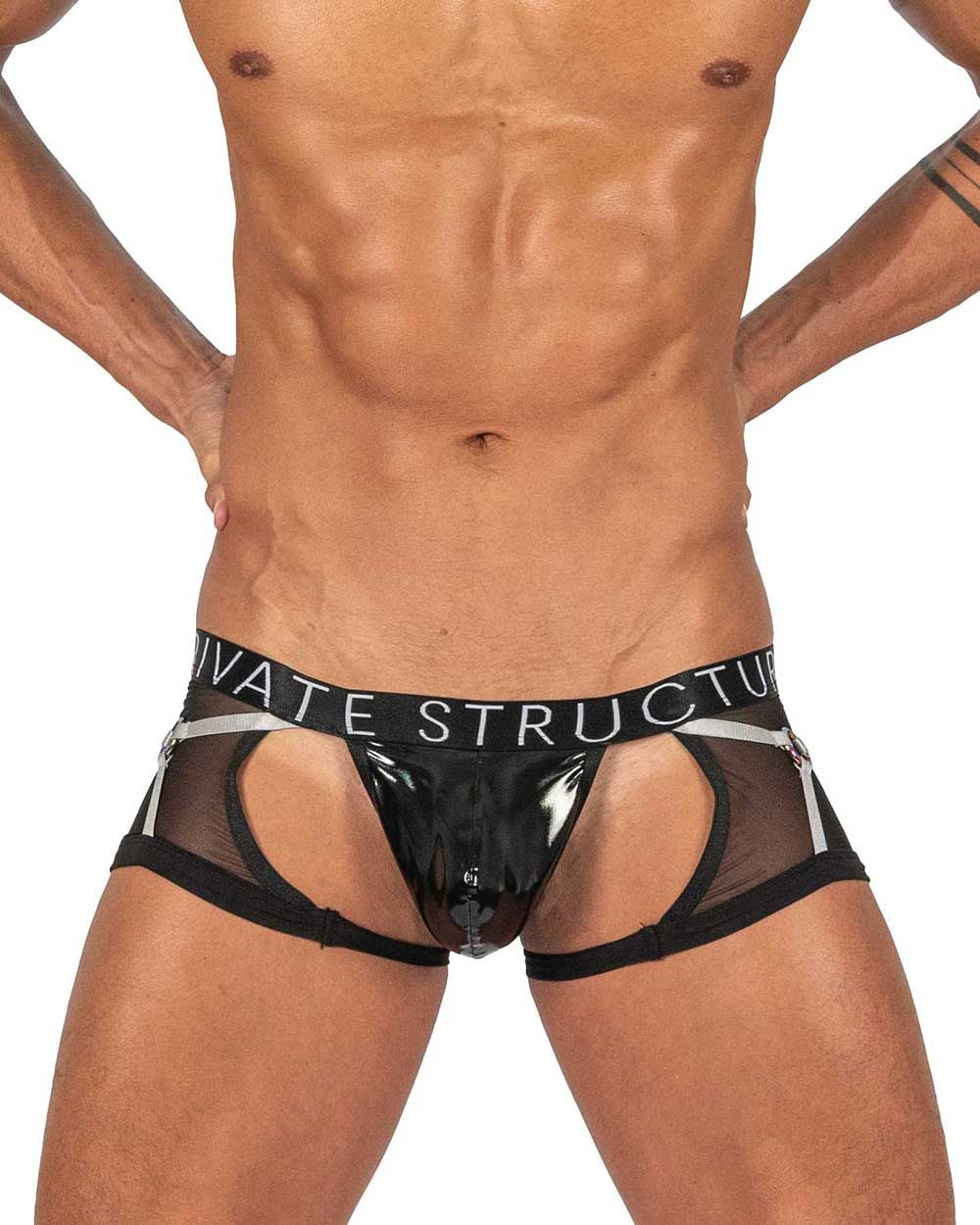 Private Structure LCUT4417 Alpha Low Waist Harness Badehose Farbe Schwarz